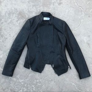 Black Leather Jacket with Zippers